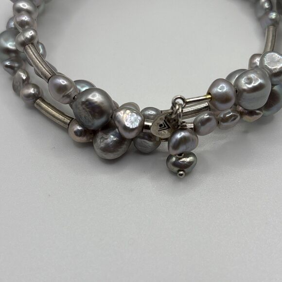 Silpada Sterling Silver Gray Pearl Wrap Bracelet B2184 .925 Freshwater Signed - Picture 3 of 9